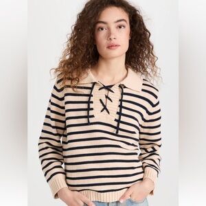 Demylee Marjorie natural navy striped cotton sweater small